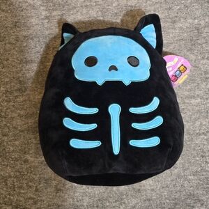 Squishmallows Kellytoy 12" Plush Stump Skeleton Squad Blue Black Cat Halloween